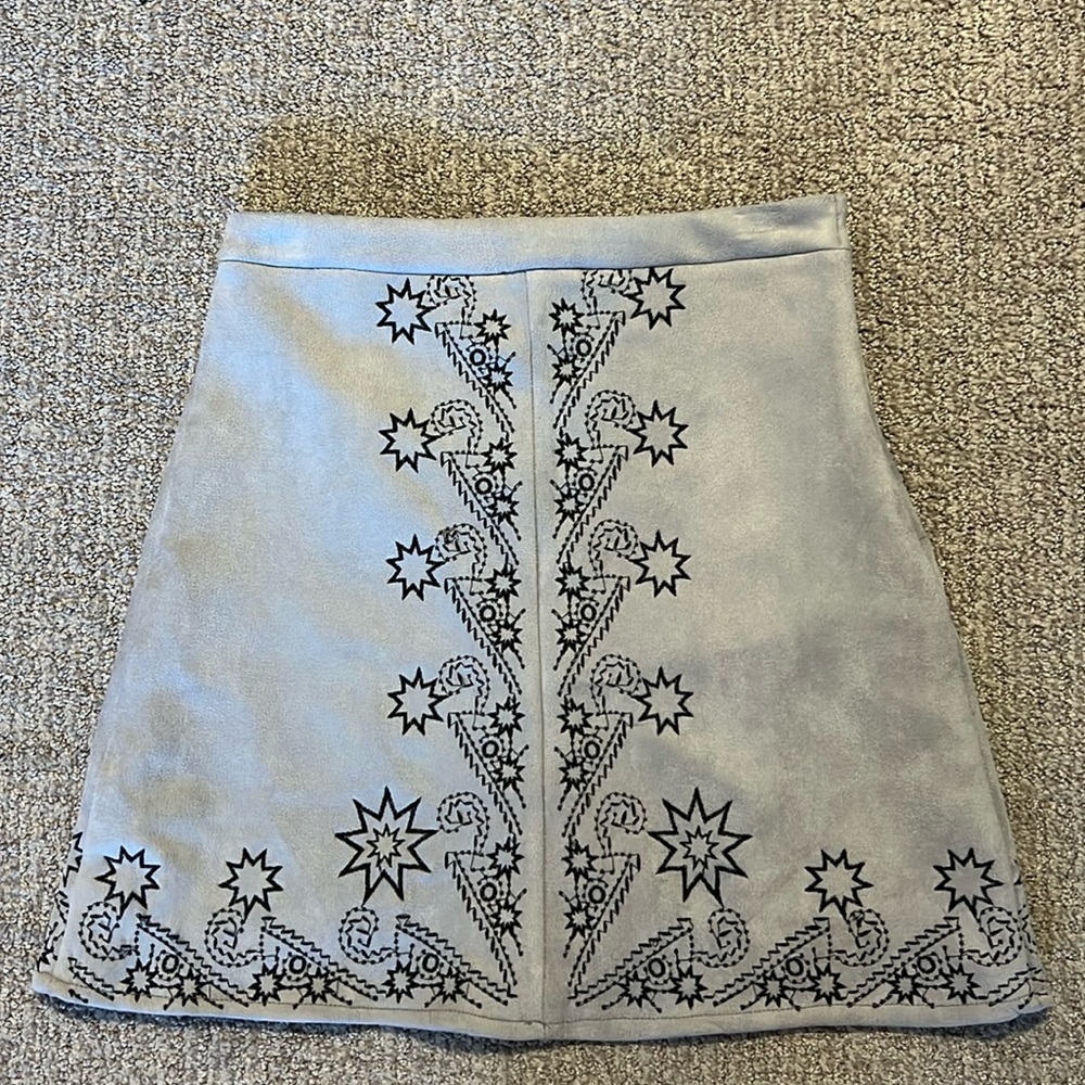 SEEK the Label Printed Suede Mini Skirt
